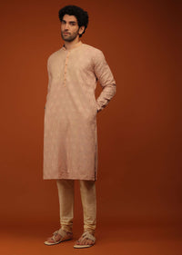Evening Sand Kurta Set In Lucknowi Embroidery