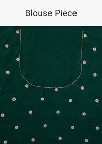 Deep Green Saree In Organza With Embroidery