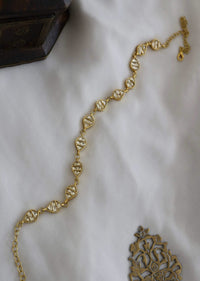 Gold Plated Head Band With Intricately Cardved Kundan