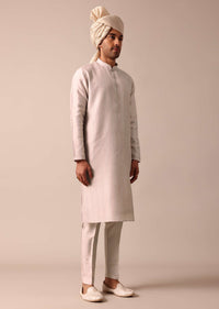 Exquisite Beige Silk Sherwani With Intricate Embroidery