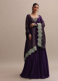 Exquisite Embroidered Purple Anarkali Suit With Dupatta