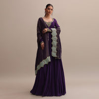 Exquisite Embroidered Purple Anarkali Suit With Dupatta