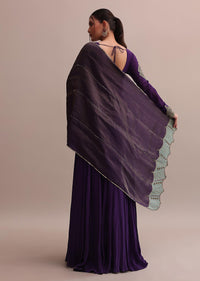 Exquisite Embroidered Purple Anarkali Suit With Dupatta