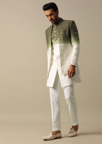 Exquisite Green Indowestern Set For Men