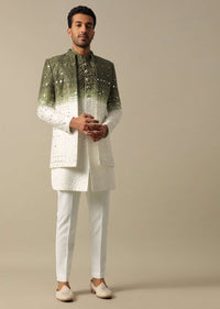 Exquisite Green Indowestern Set For Men