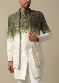 Exquisite Green Indowestern Set For Men