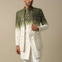 Exquisite Green Indowestern Set For Men