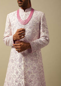 Exquisite Pink Raw Silk Sherwani