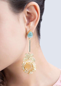 Fancy party wear earring with  moti and semi precious stone  only on kalki