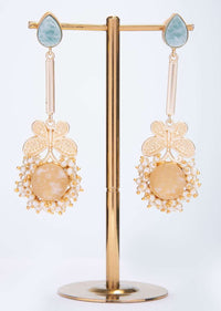 Fancy party wear earring with  moti and semi precious stone  only on kalki