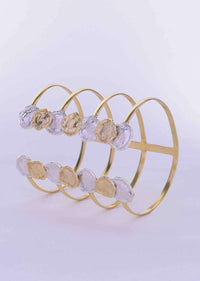 Fancy Party Wear Kada With Silver And Gold Disks At The Edges Online - Kalki Fashion