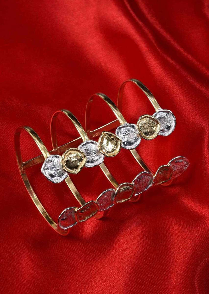 Fancy Party Wear Kada With Silver And Gold Disks At The Edges Online - Kalki Fashion