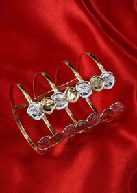 Fancy Party Wear Kada With Silver And Gold Disks At The Edges Online - Kalki Fashion