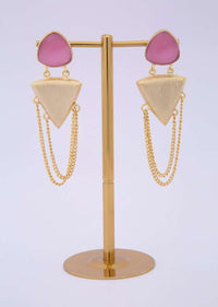 Fancy party wear multi string layer earring with pink semi precious stone only on kalki