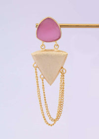 Fancy party wear multi string layer earring with pink semi precious stone only on kalki