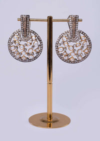 Fancy party wear stone studded half moon  earring only on Kalki