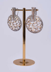 Fancy party wear stone studded half moon  earring only on Kalki