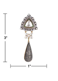 Fancy Triangle Stud Earrings With Dangling Drop Studded With Kundan, Stones And Bugle Beads Online - Kalki Fashion