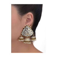 Fancy Triple Jhumkas With Kundan And Pearls Online - Kalki Fashion