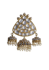 Fancy Triple Jhumkas With Kundan And Pearls Online - Kalki Fashion