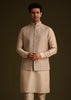 Fawn Silk Jacket Set With Dori Work