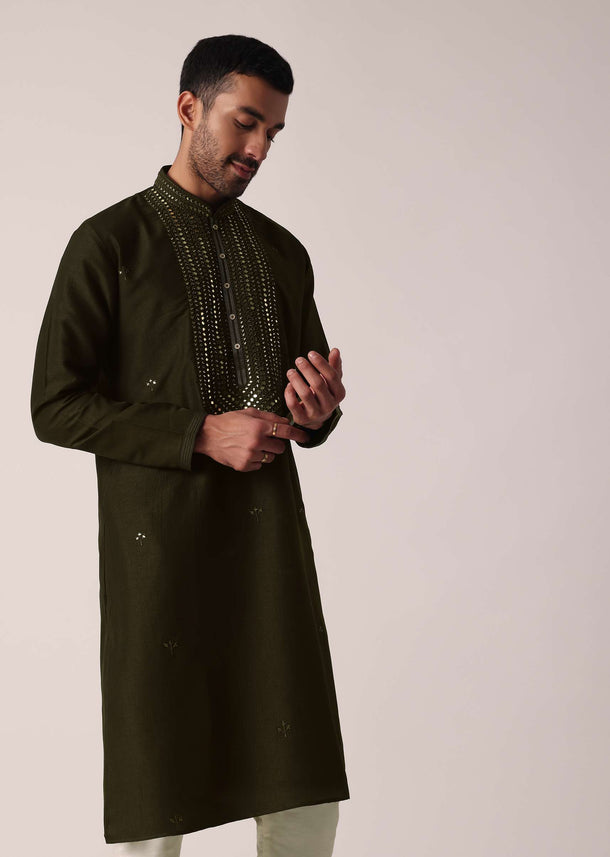 Festive Green Kurta Set For Men