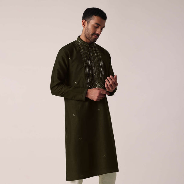 Festive Green Kurta Set For Men