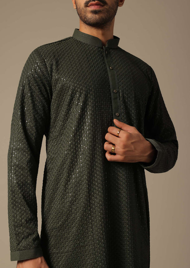 Festive Green Men's Kurta Set