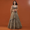 Mocha Brown Festive Ornate Net Lehenga In With Heavy Embroidery - NOOR 2022