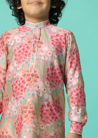 Festive Pink Kurta Set For Boys