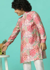 Festive Pink Kurta Set For Boys