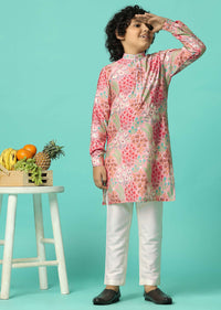 Festive Pink Kurta Set For Boys