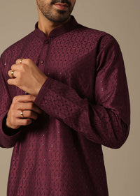 Festive Purple Kurta Set For Men