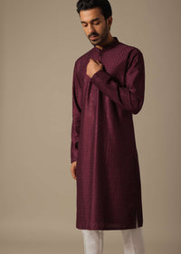 Festive Purple Kurta Set For Men