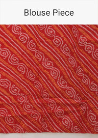 Fiery Red Saree In Dola Silk With Woven Zig Zag Stripes Online - Kalki Fashion