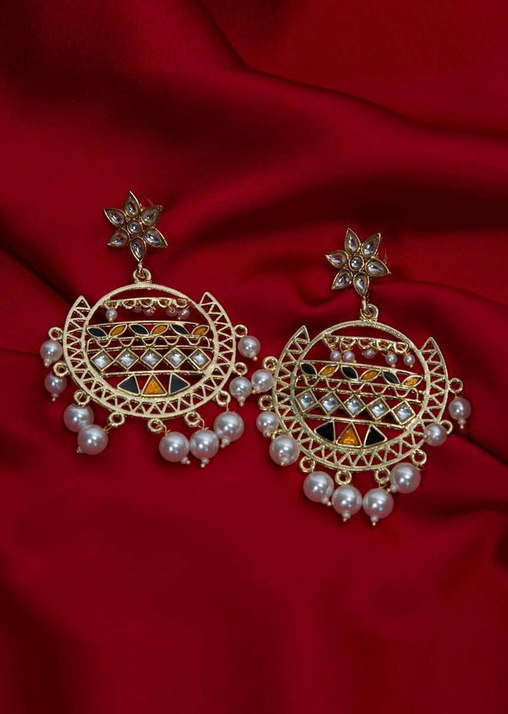 Filigree earrings with moti drop