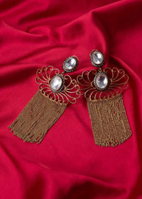 Filigree Style Earring With Sleek Tassel Online - Kalki Fashion