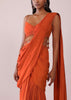 Orange Crepe Drape Saree And Blouse With Crystal Tassels All Over