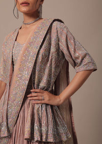 Onion Pink Indo Fusion Lehenga Set