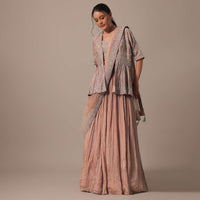 Onion Pink Indo Fusion Lehenga Set