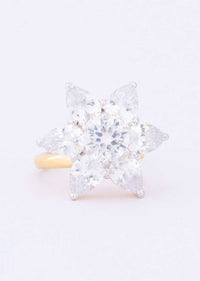 Floral shaped gold plated ring adorn with Cz Diamonds only on Kalki