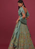 Pista Green Lehenga Set With Net Ruffle Shrug - NOOR 2022