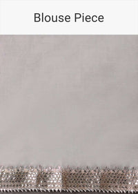 Foil Printed Ivory Organza Saree With Gotta Embroidered Border Online - Kalki Fashion