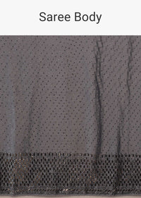 Folkstone Grey Saree With Stones Embellishment, Crafted In Chiffon With Scattered Stones