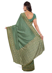 Forest Green Banarasi Saree In Georgette With Weaved Buttis And Border Online - Kalki Fashion