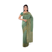 Forest Green Banarasi Saree In Georgette With Weaved Buttis And Border Online - Kalki Fashion