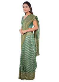 Forest Green Banarasi Saree In Georgette With Weaved Buttis And Border Online - Kalki Fashion