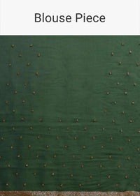 Forest green georgette saree with floral jaal embroidery
