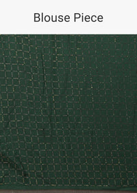 Forest Green Saree In Chiffon With Badla Work All Over Online - Kalki Fashion