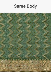 Forest Green Khadi Saree With Bandhani Weave And Unstitched Blouse Fabric